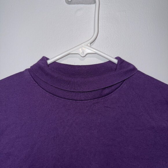 Talbots Purple Pima Cotton Long Sleeve Mock Neck Top Petite - Picture 3 of 4